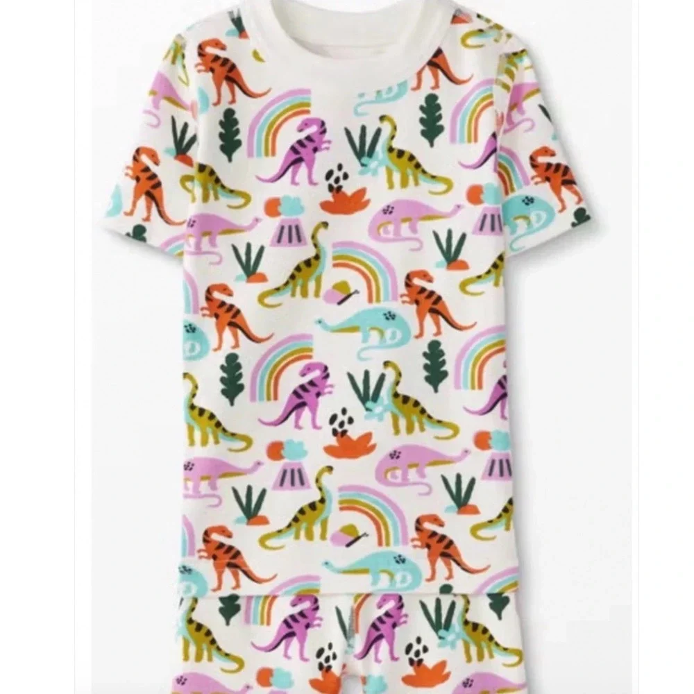 Hanna Andersson Kids Organic Cotton Dinosaur Rainbow Pajama Set Size 14 160cm